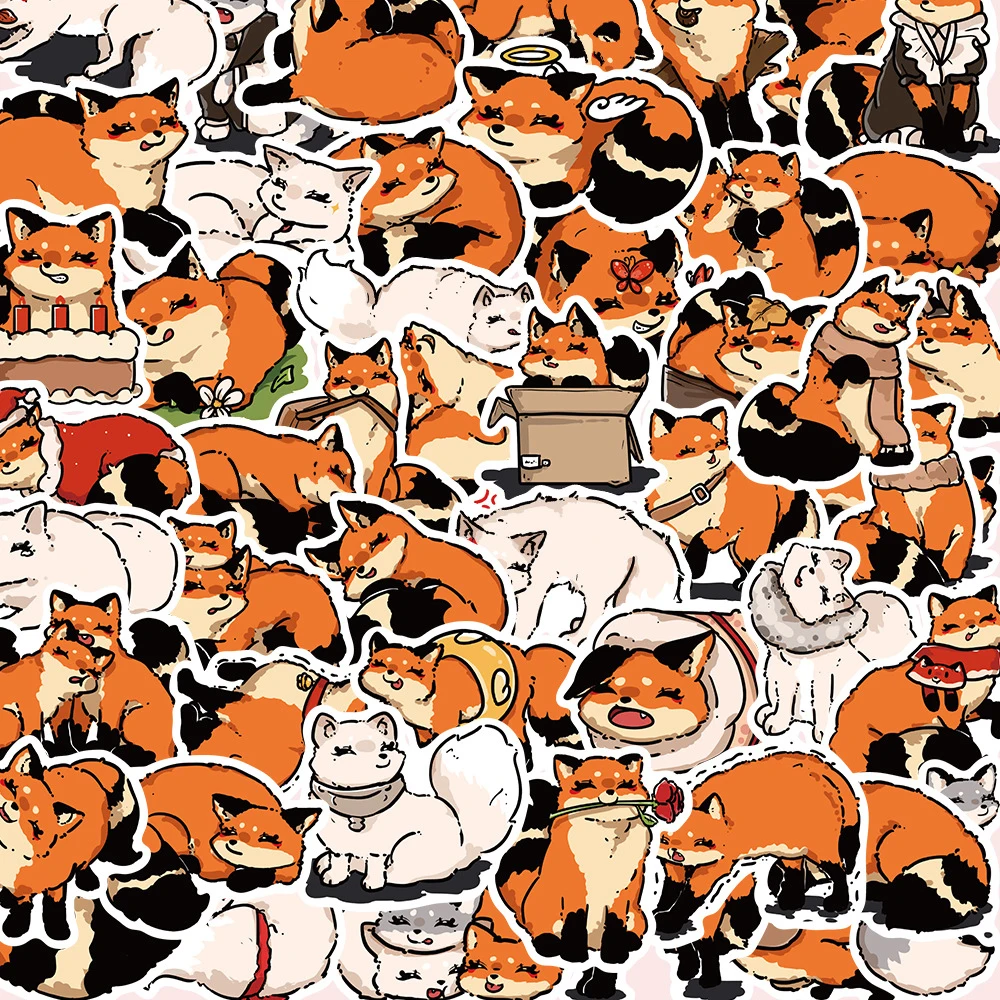 10/30/50 قطعة الإبداعية الكرتون الثعلب الحيوان ملصقات لطيف الكتابة على الجدران الشارات Skateboard بها بنفسك سكيت الغيتار الهاتف Kawaii لاصقة تزيين اللعب #1