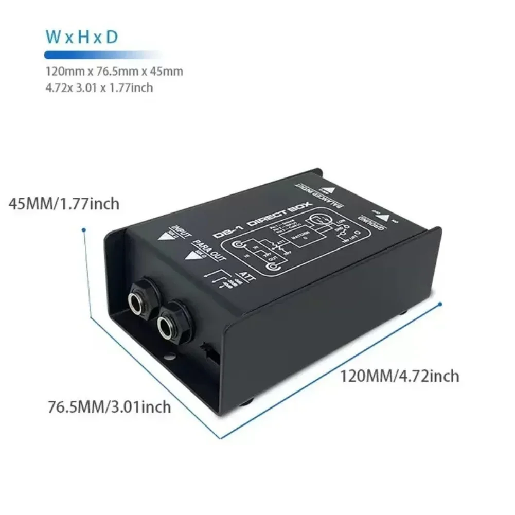 Professional Passive DI Box Splitter XLR Single Channel Audio System Speakers Guitar Bass Signal Converter Performance Accessory