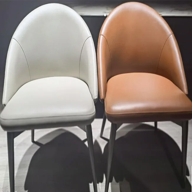 

Hot soft Leather fabric stainless steel restaurant room living room dining chair
