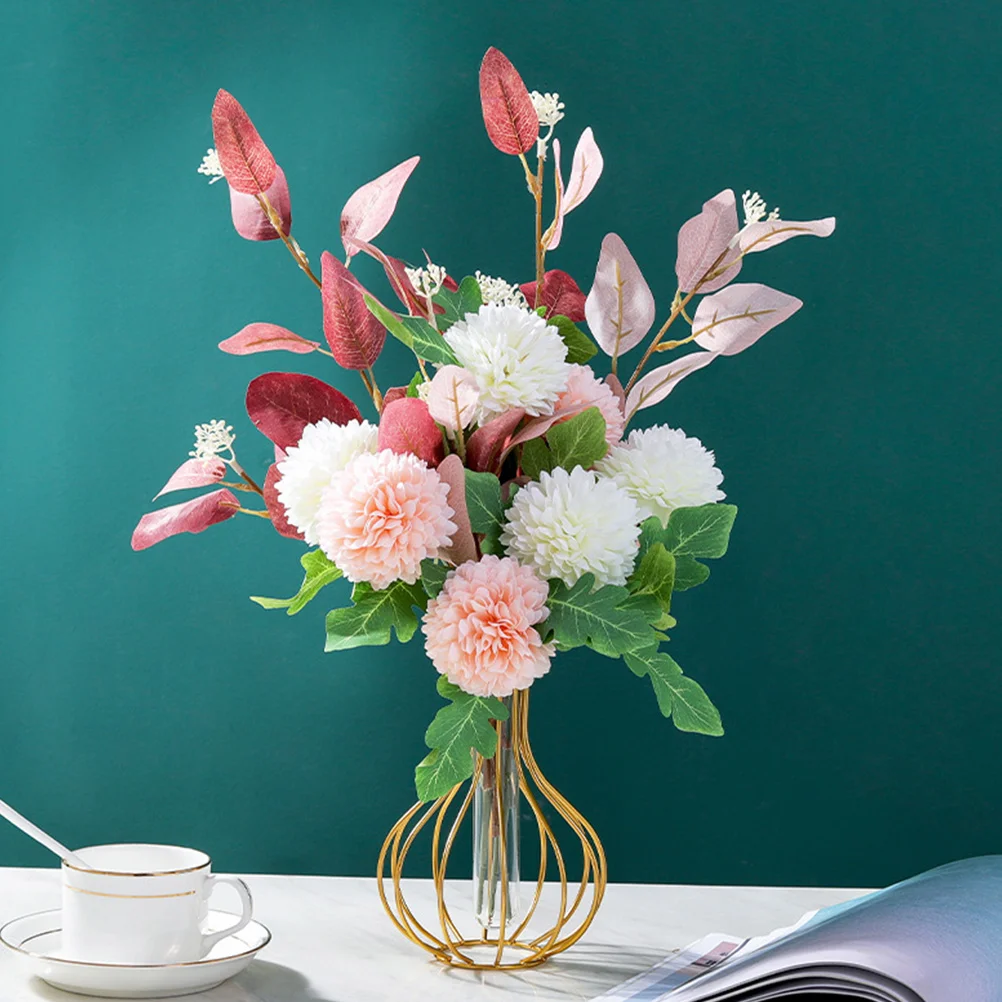 

Hydroponics Vase Glass Tube Iron Frame Planter Artistic Decoration for Living Room Bedroom Office Wrought