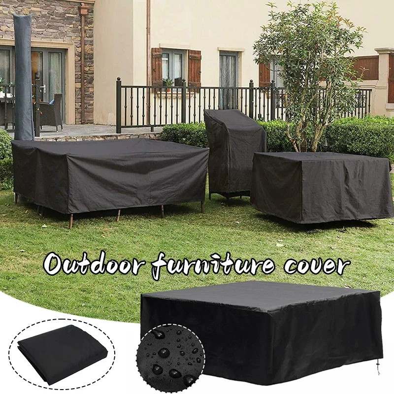Outdoor Garden Furniture Cover Black Durable Oxford Cloth Waterproof Dustproof Sun Protection Terrace Table Chair Sofa Covers