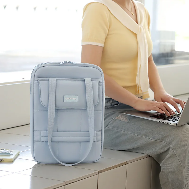 15인치 다용도 노트북 숄더백 심플 출퇴근 아이패드 보호 가방 토트 핸드백 청소년 캐주얼 세로형 중간 크기