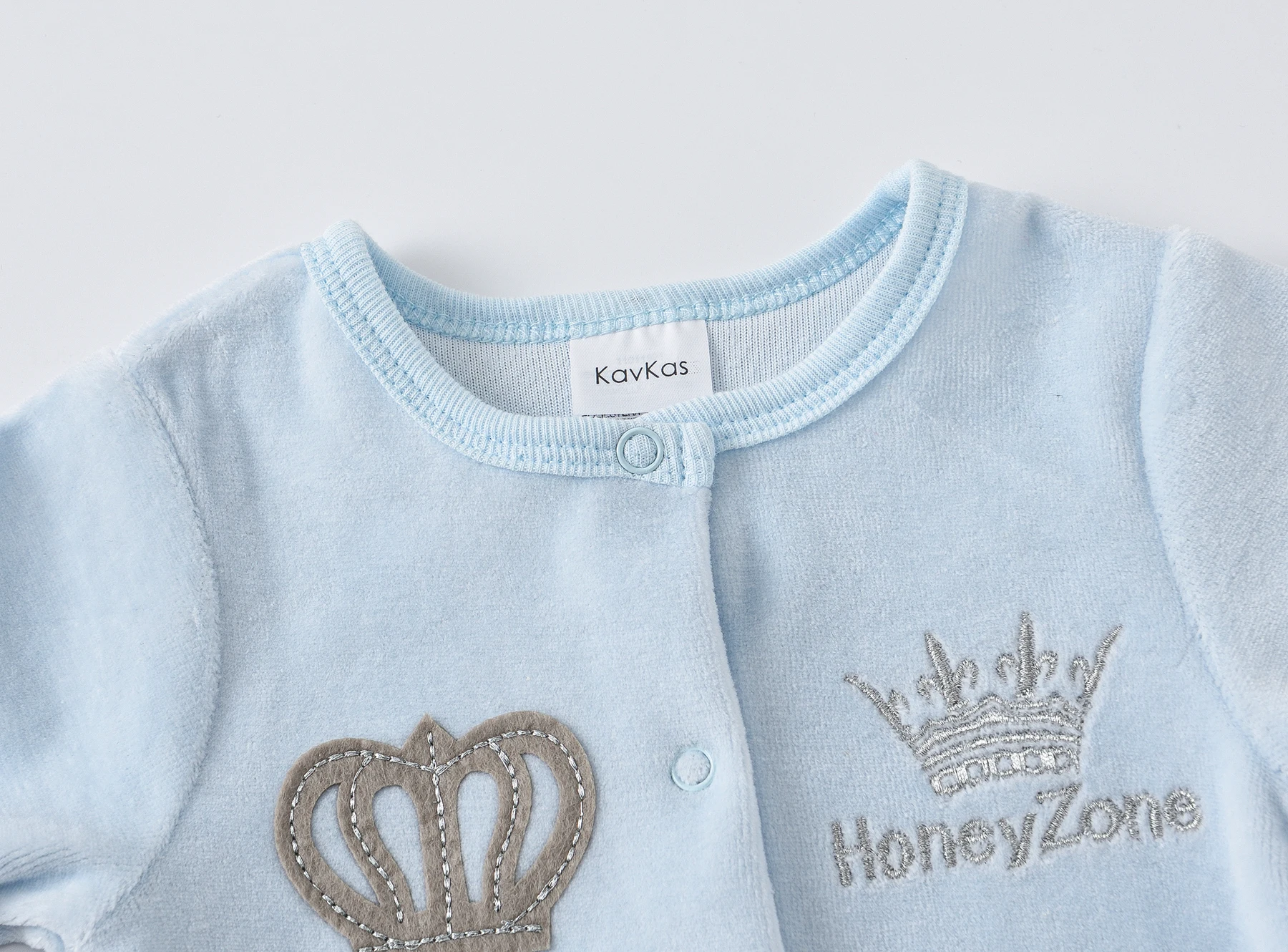 Baby Velvet Footed Romper Long Sleeve Crown Embroidery Bow Hat Mittens Set Soft Warm Newborn Infant Winter Jumpsuit