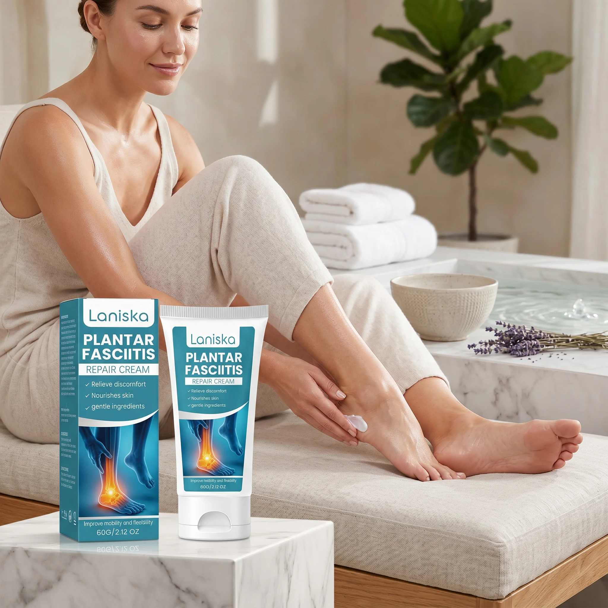 Laniska Plantar Fasciitis Repair Cream for Discomfort Relief Soothe Foot Skin Reduce Pain Fast Absorption Ginger Root Foot Cream