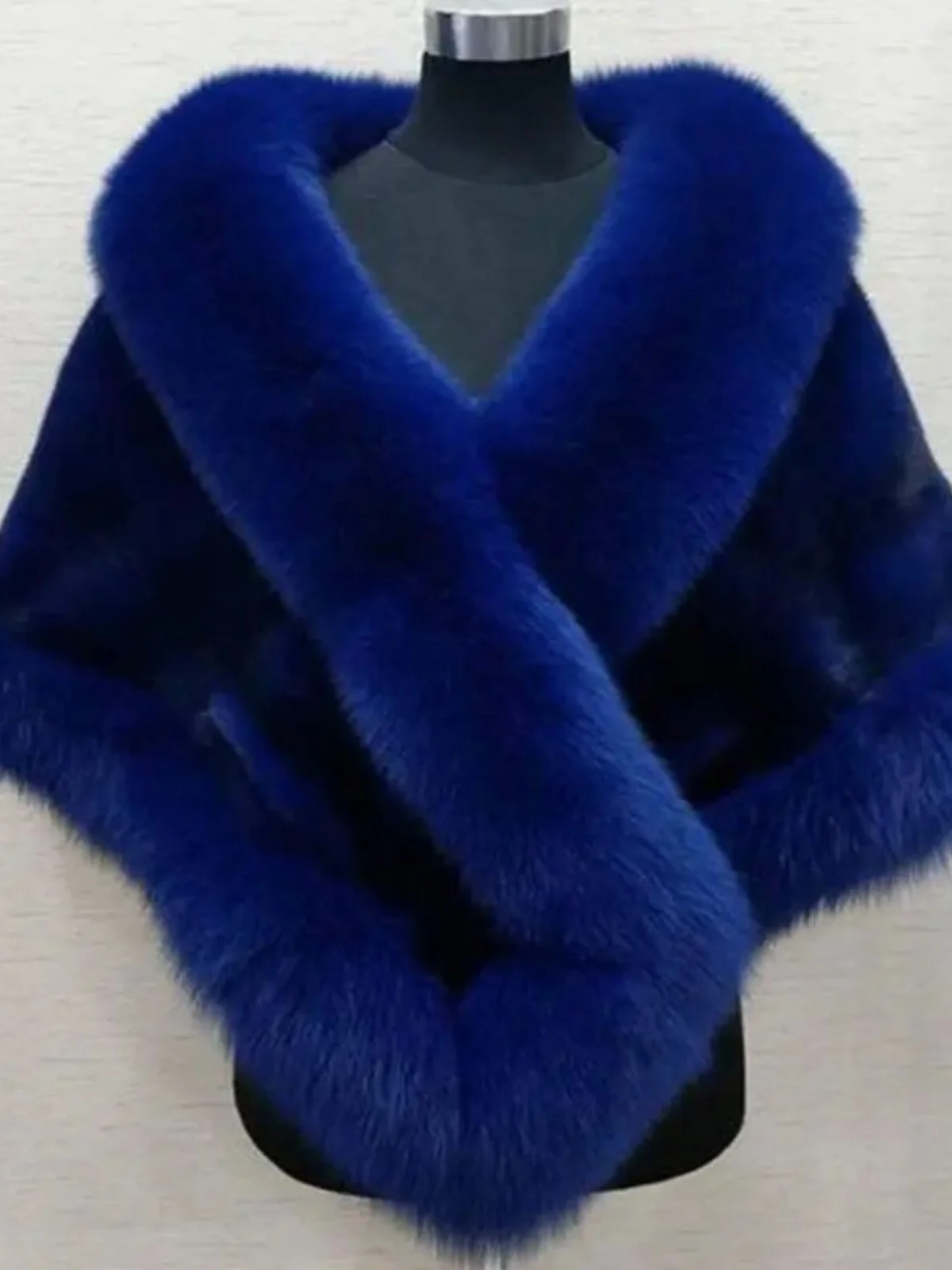 

Furry awl Cloak Jaet Women's Pure Color Fluffy oulder Wrap Coat Street Sle Loose Fit Long Sve V-Ne ort Outerwear