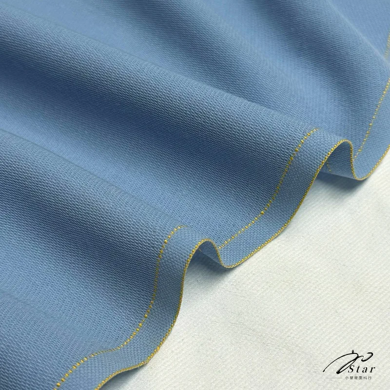 100% Wool Anti-wrinkle Drape Sky Blue Worsted Wool Fabric Blazer Shirt Fabric Spring