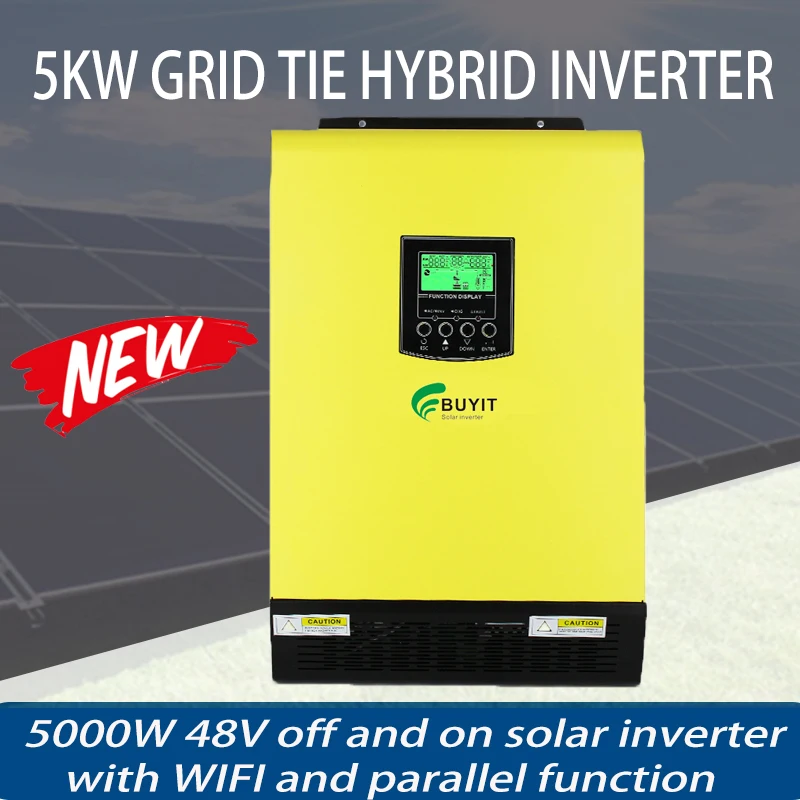 

5KW Grid Tie Solar Hybrid Inversor Pure Sine 48V PV Input 5000W MPPT 80A with WIFI and Parallel Can Work No Batteries