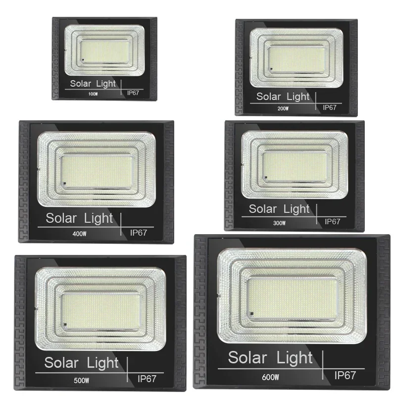 Luces de inundación solares con Control remoto, foco alimentado por energía Solar para exteriores, impermeable IP67, iluminación de calle para Villa, ángulo ajustable, 50-400W