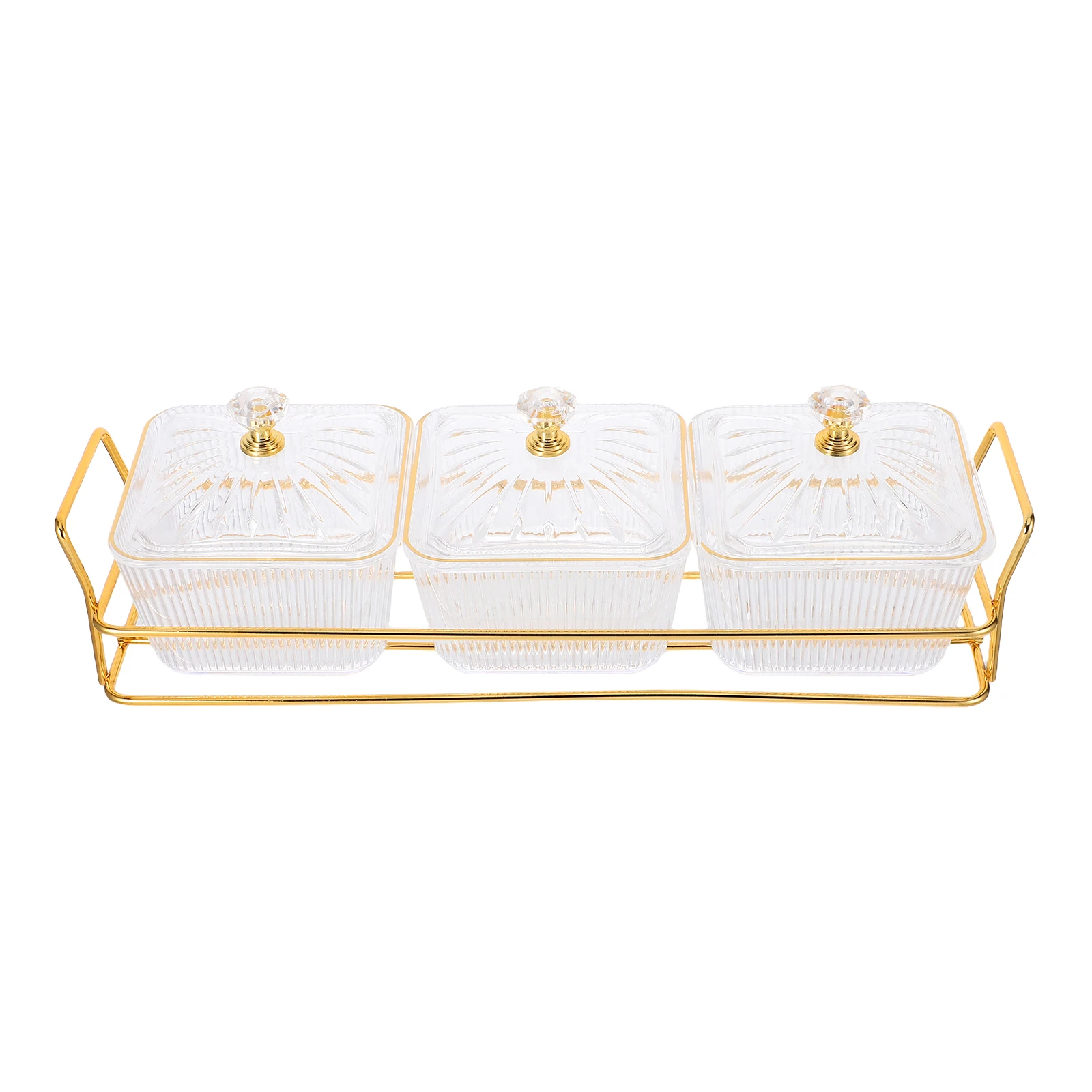 

1 set Serving Bowl Set Snack Bowls with Lids Golden Rack for Party Fruits Nuts Candies Desserts Portable Kitchen Storage