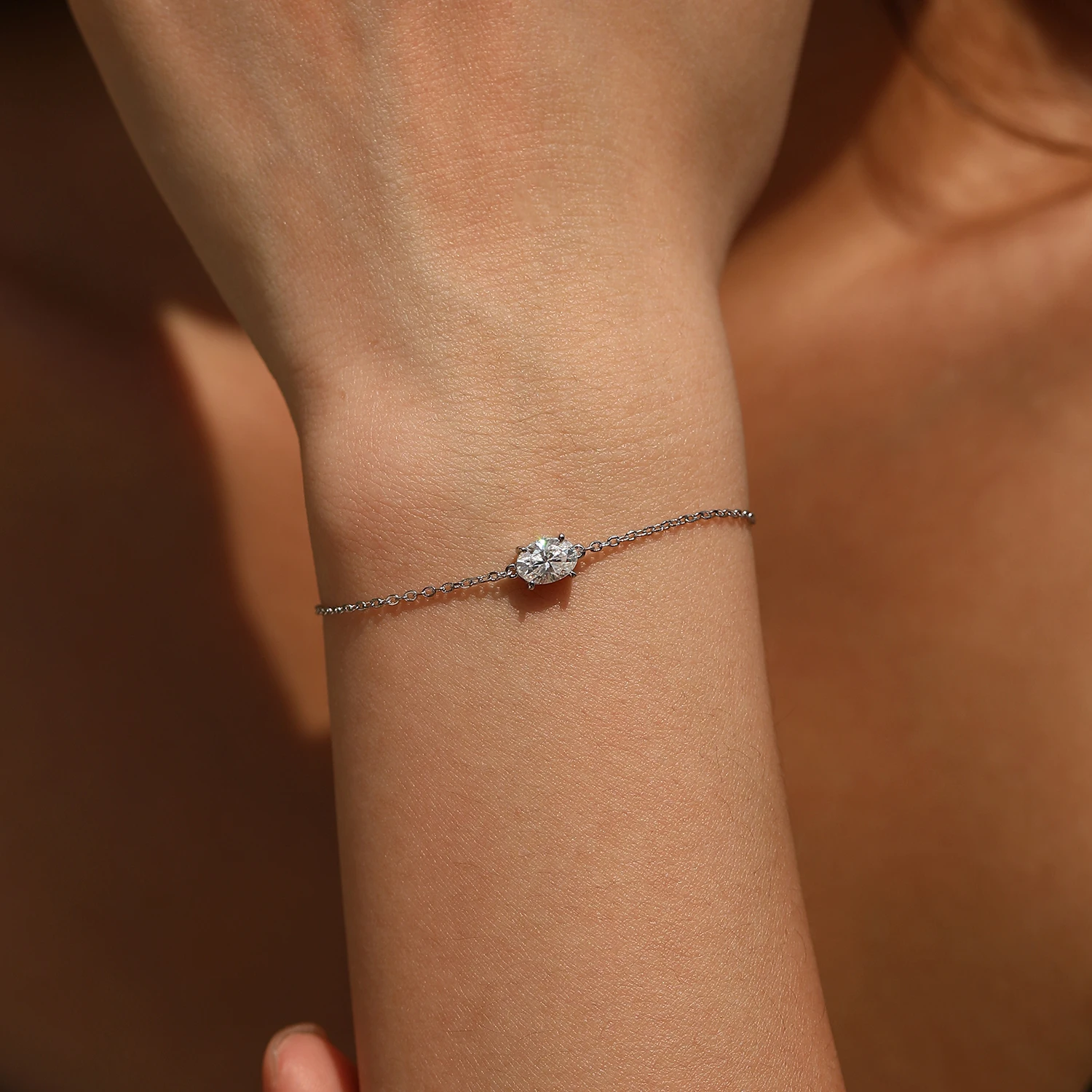 MODIAN 1CT Oval Moissanite Bracelet 925 Sterling Silver Trendy Temperament Link Chain Bracelet For Women Fine Jewelry 2
