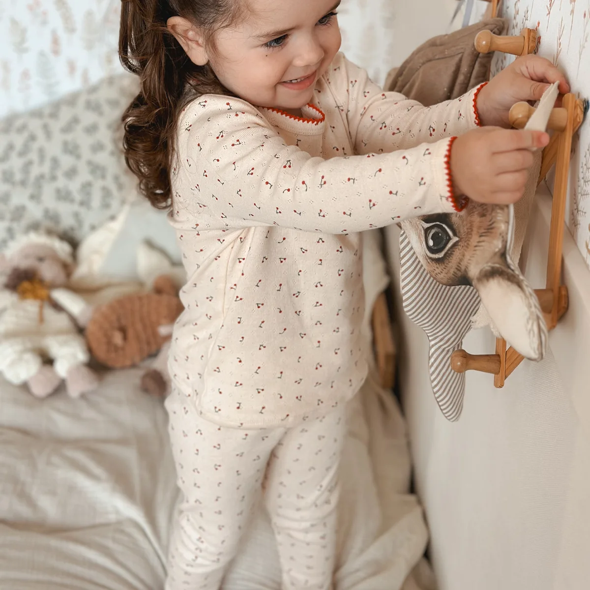 Little Toddler Vintage 2 Pieces Pyjama Set Pull Over Snug Fit Printed Cotton Kids Pajamas