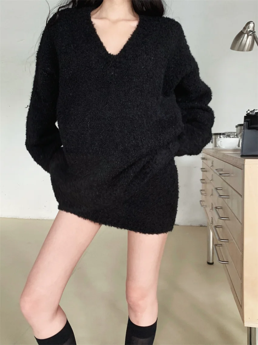 Alien Kitty Lazy Style Pullovers Sweaters OL Women Chic Knitwear Gentle 2024 High Waist Slim Mini Skirts New Elegant Spring