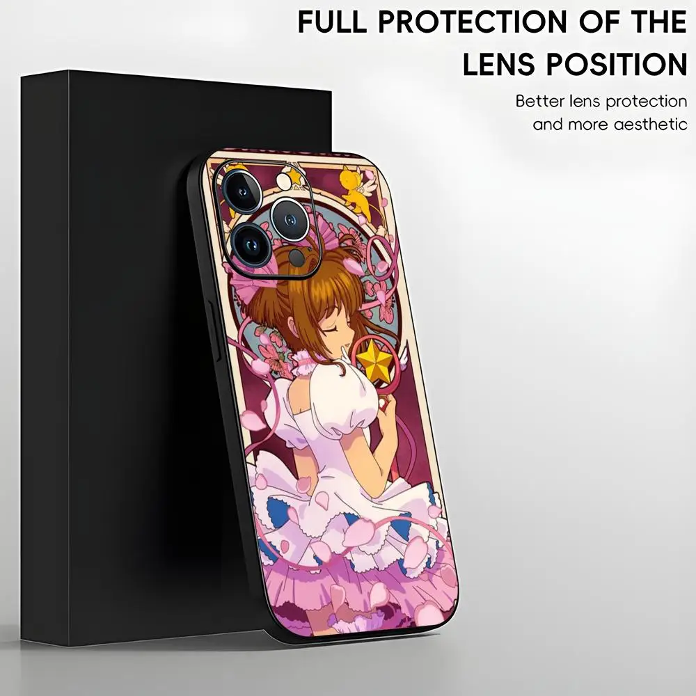 Card Captor Sakura Phone Case For iPhone 16 15 14 13 12 11 X XR XS 8 Plus Mini Pro Max Soft black Shockproof Cover