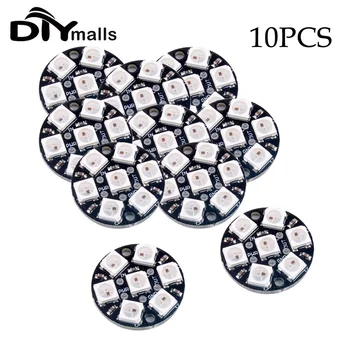 10PCS RGB LED Ring 7 Bits LED WS2812 5050 Lamp Light with Integrated Drivers for Arduino Reverse Polarity Protection IC Control