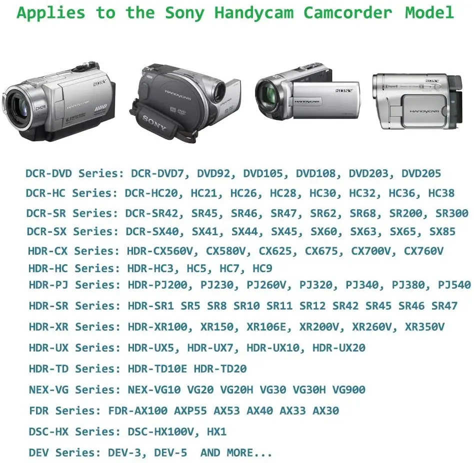 AC-L200 AC-L200C AC-L25A AC-L25B AC-L25C Kabel USB do kamer Sony DSC-HX1 DCR-UX5 UX7 HDR-XR100 NEX VG30 VG900 DEV-50 FDR-AX33