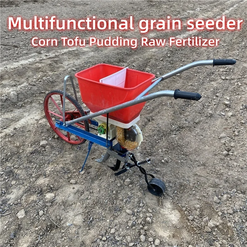 Efficient Roller Planter Hand Pushed Seeder Easy Operation For Corn Soybean Peanut Planting