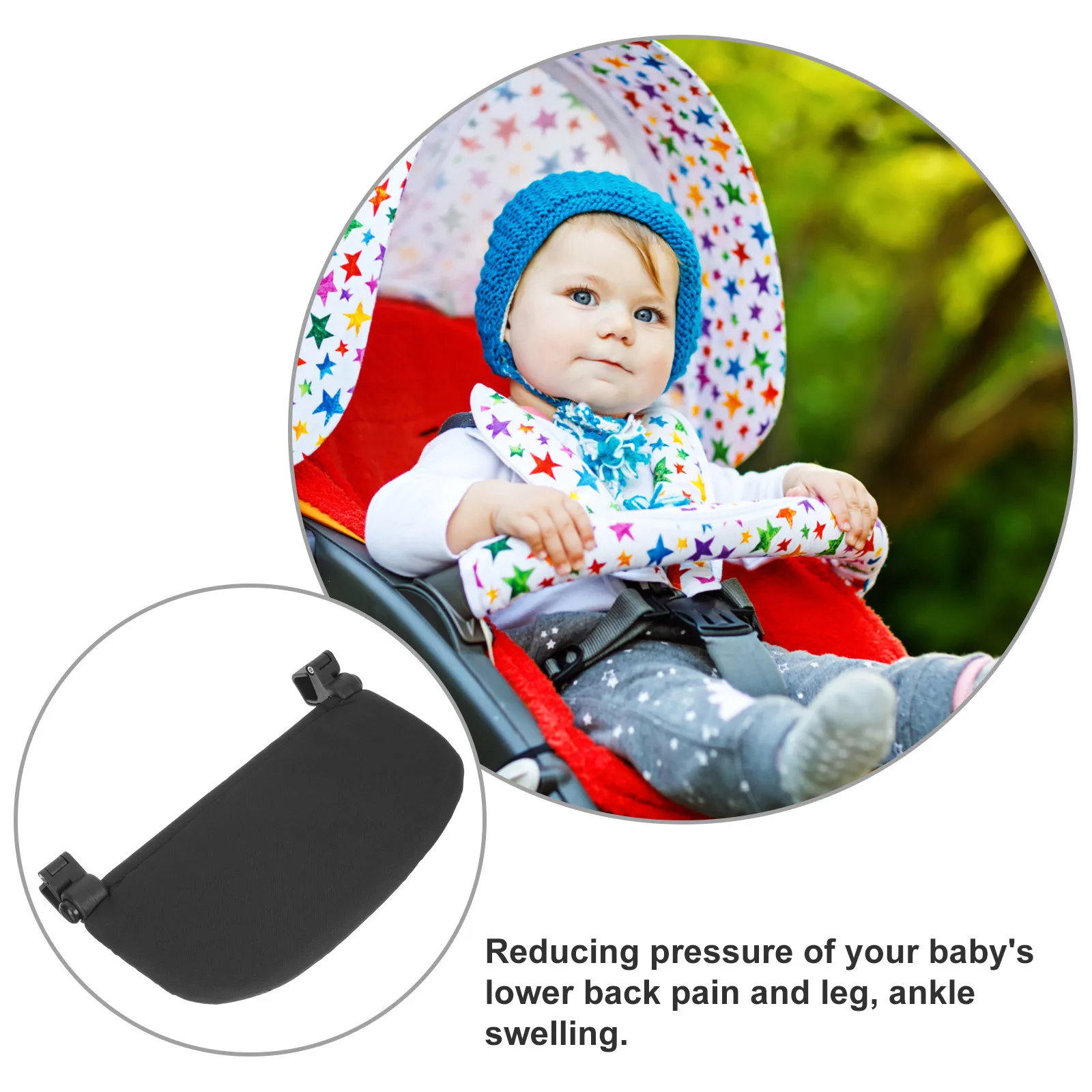 Baby Stroller Foot Pedal Oxford Cloth Plastic Foldable Pram Footrest Compatible Most Models Easy Install Disassemble