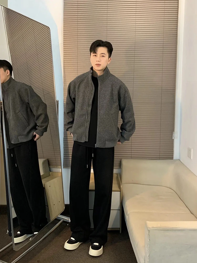 

American Sle Cotton Jaet Stand Collar Men's Winter Baseball Coat High Sensation Knife Sve Woolen Outerwear