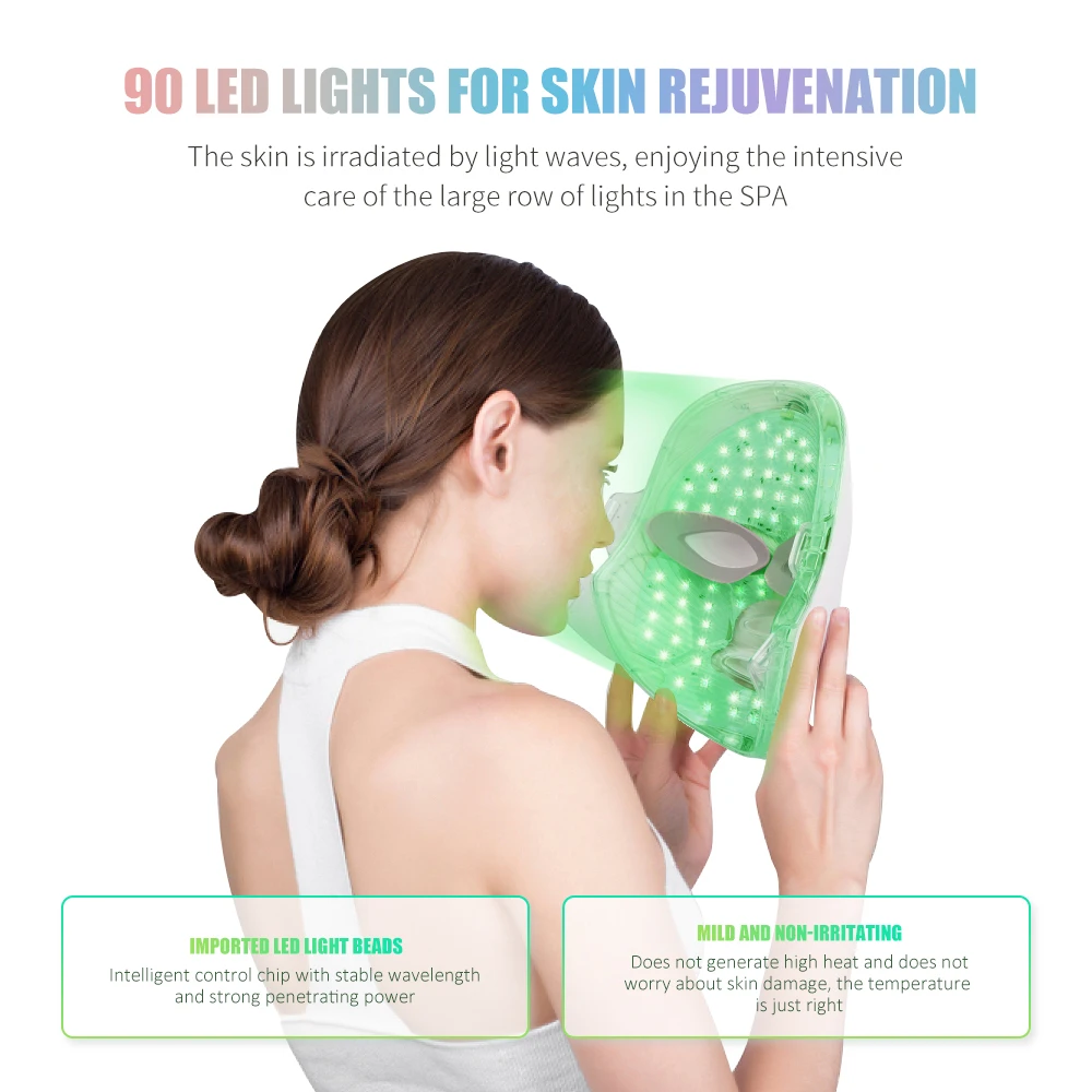 7 Colors LED Facial Mask with Neck LED Light Therapy Mask Skin Rejuvenation Anti Acne Beauty Device Face Lifting Firm Massager