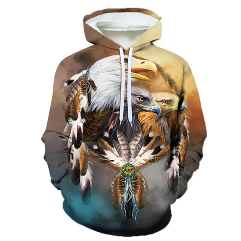 Eagle Graphics Men's Hoodies Oversize 3D Printing Hooded Sweatshirts Men's Streetwear New Fashion Male Casual Pullover Tops