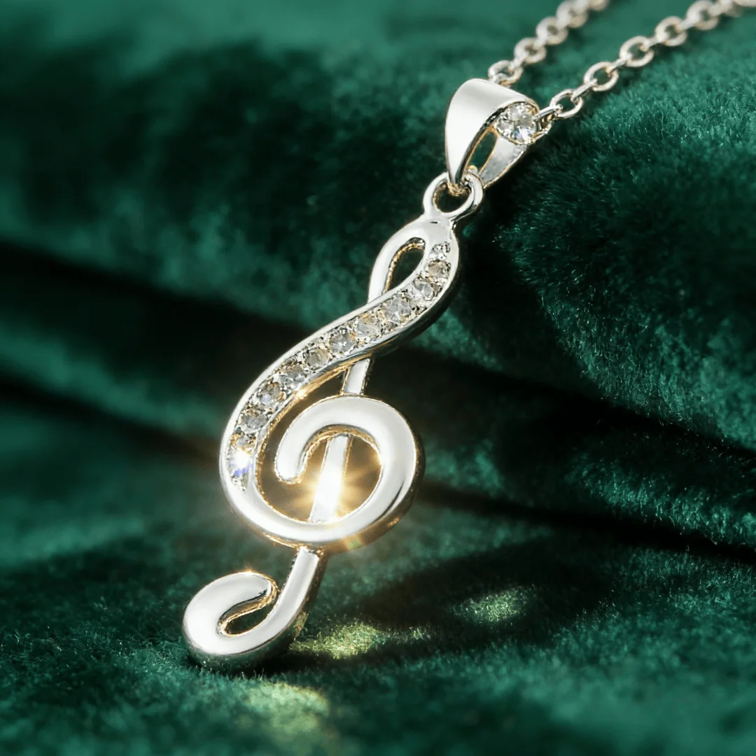 New Fine 925 Sterling Silver Musical note Necklace Earrings Jewelry Sets for Women Fashion Wedding Party Holiday Gifts view 2
