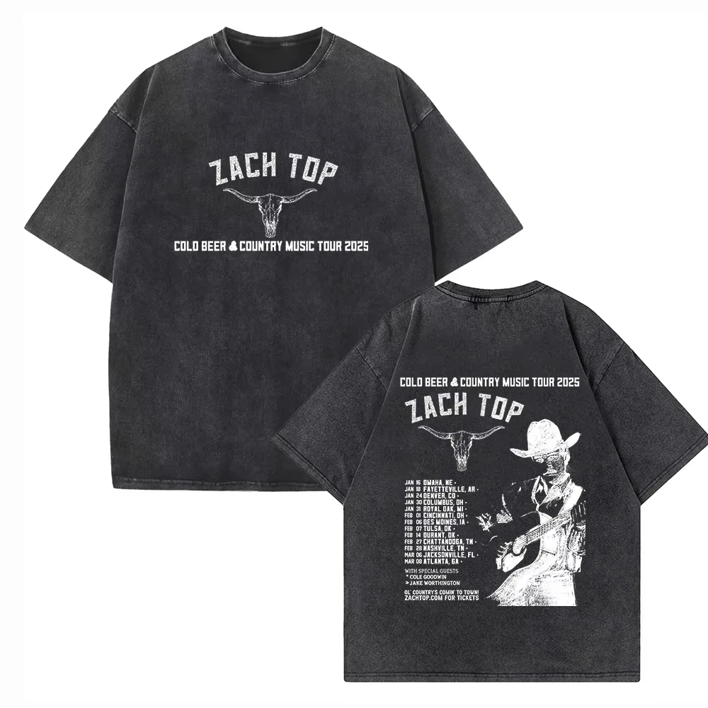 

Zach Top Cold Beer & Country Music Tour 2025 Shirts Harajuku Vintage O-Neck Short Sleeve Cotton Man Woman T-Shirts Gift Tops