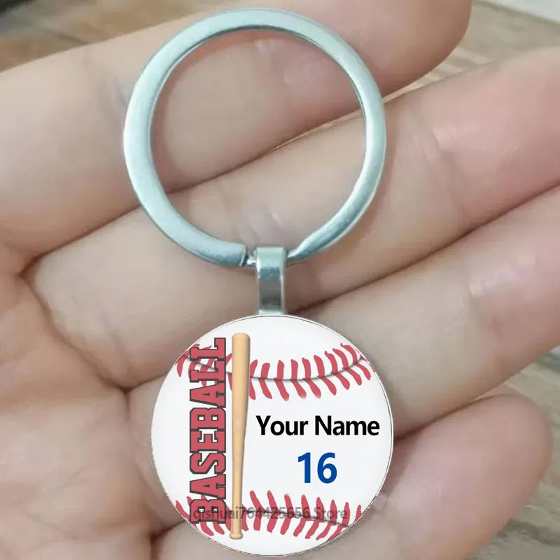 Personalized customization, custom name, numerical baseball keychain