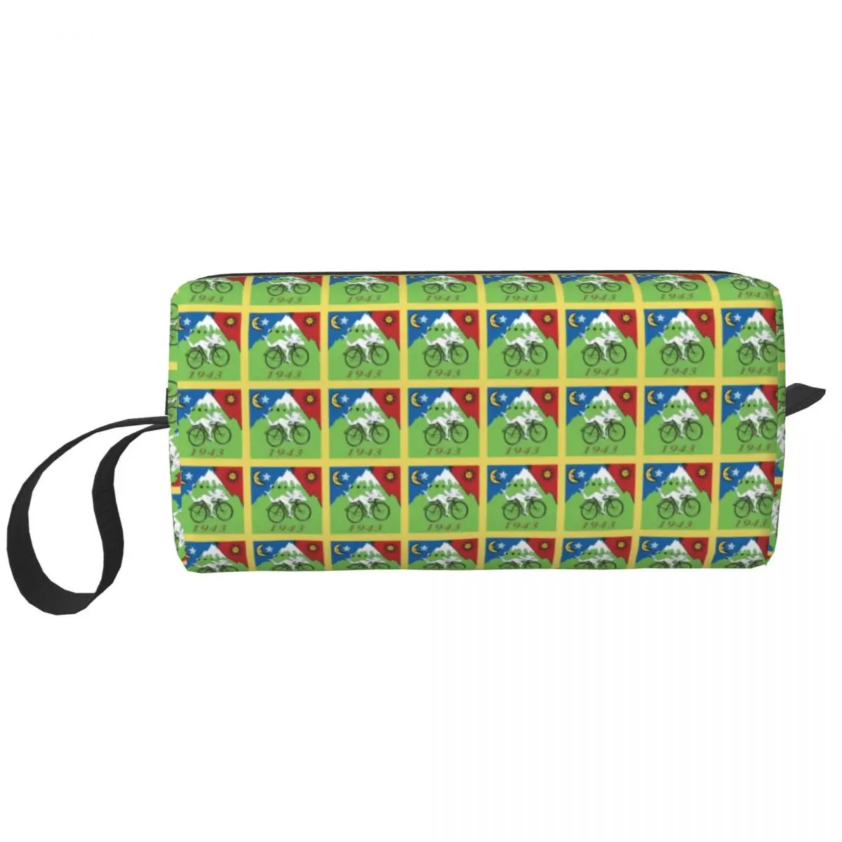 Cute LSD Bicycle Day Albert Hoffman Travel Toiletry Bag Women Acid Blotter Party Cosmetic Makeup Bag Beauty Storage Dopp Kit