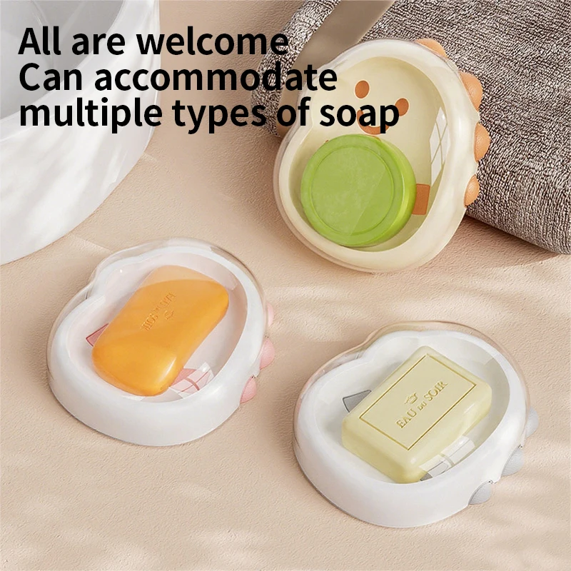 1/2/3pcs Bathroom Covered Soap Storage Box, Double-Layer Draining Soap Box, Household Student Dormitory Bathroom Soap Rack