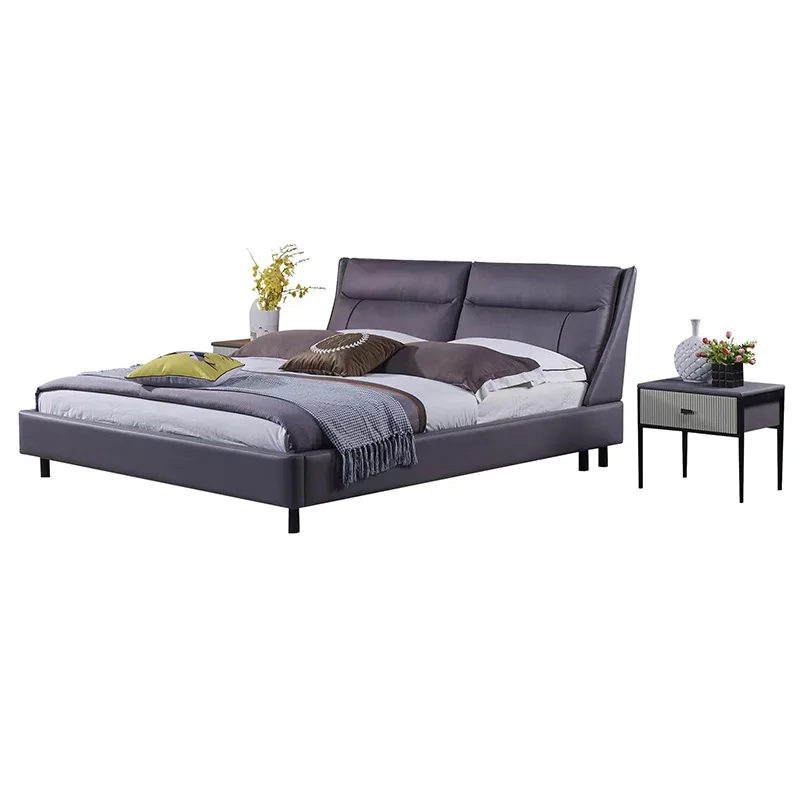 

Italian style, light luxury, first layer, cowhide, double bed, Nordic, down, soft bag, master bedroom, wedding bed