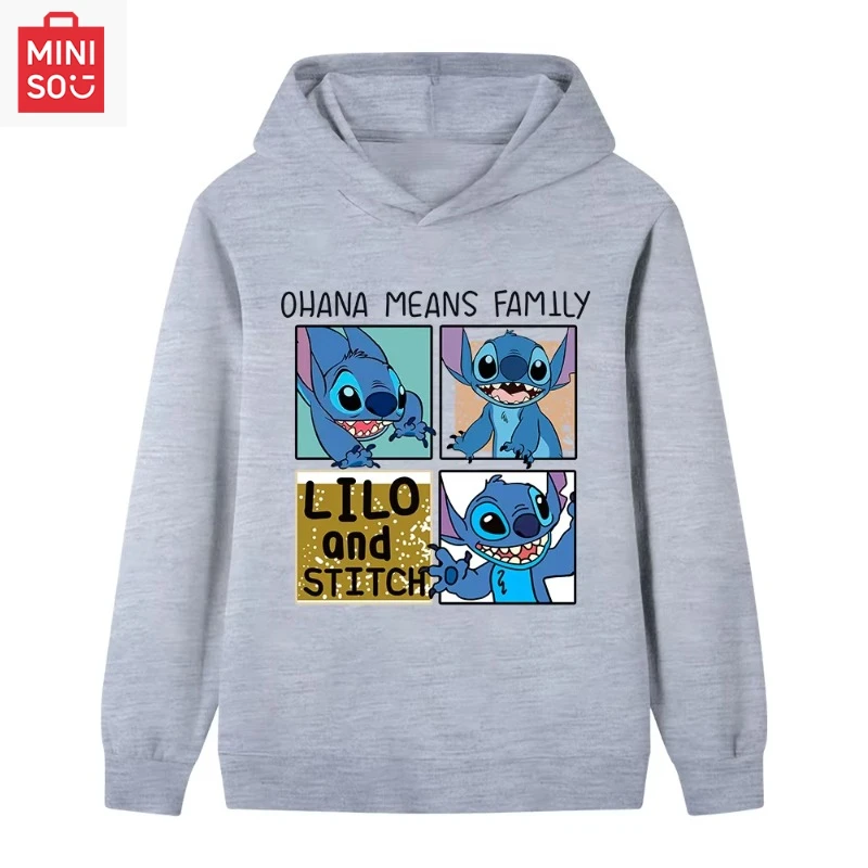 Top a maniche lunghe con stampa Disney Stitch creativi e carini per maglioni con cappuccio caldi moda casual autunno/inverno per uomo e donna