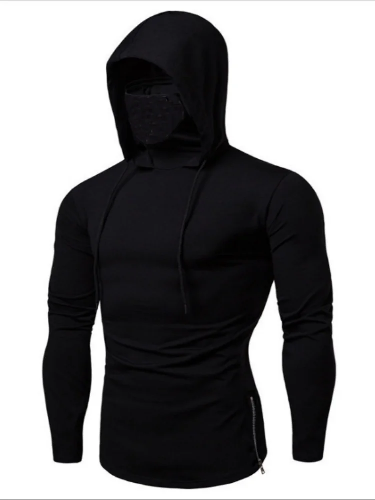 New Embroidery Turtleneck Sweatshirt For Men Japanese Ninja Hoodies Autumn Hip Hop Fleece Pocket Streetwear Oversized Y2K Hoody