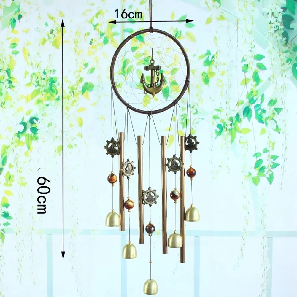 Dream Catcher Metal Tube Bell Wind Chime Hanging Door Decoration Heart Shaped Home Decor Handmade Craft Gift Pendant