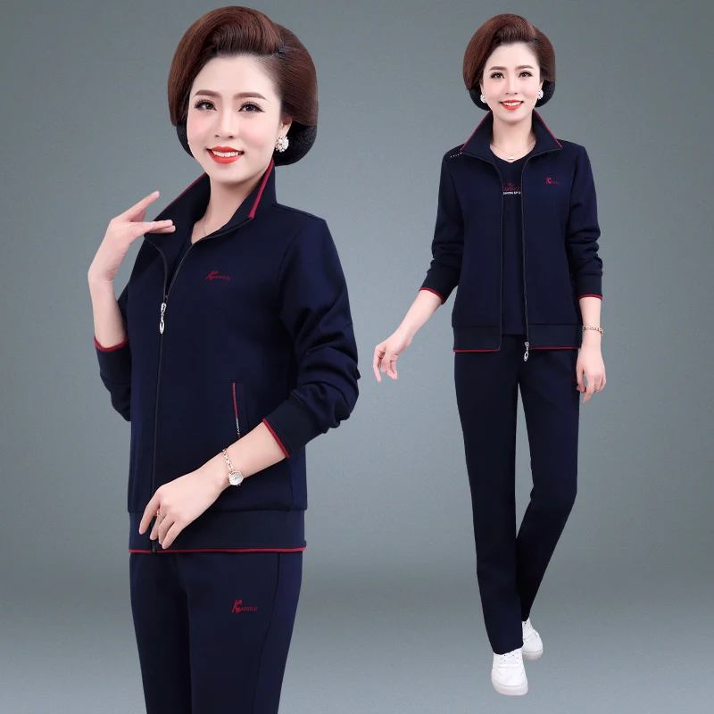 

Женский спортивный костюм Ele Tee-Piece для женщин среднего возраста (40-49 лет), весенняя модная верхняя одежда, повседневный стиль, на молнии