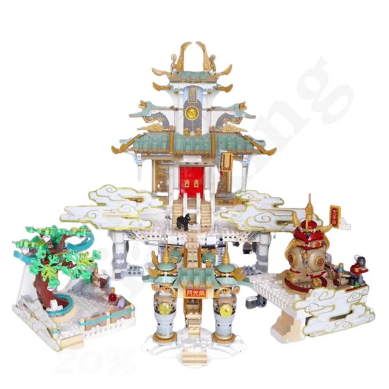 2022 New 80039 Tianguo Street View Modular Brick Sun Monkey King Model Building Blocks Kids Building Block Toy Christmas Gift