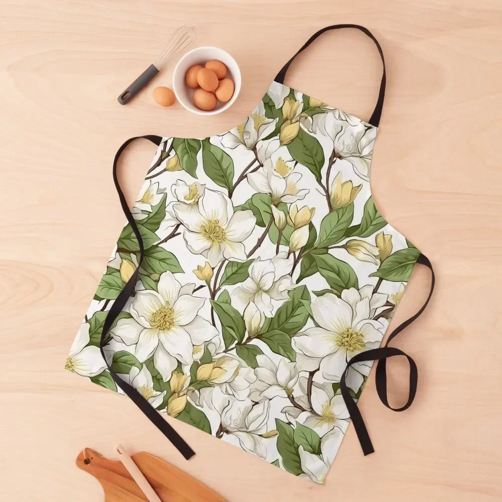 

Jasmine Flower Field Pattern Apron For Kitchen Women Cute Kitchen Accessories Apron