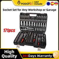 171Pcs Ratchets Socket Wrench Set Mechanical Repair Combination Toolbox Manual Tools For Auto Workshop Garage