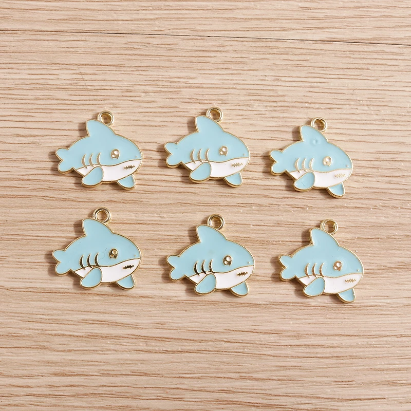 10 Stück niedliche, gemischte Emaille-Anhänger in Form von Schildkröten, Hummern und Haien zum Basteln von Ohrringen, Halsketten und Armbändern, für DIY-Bastelarbeiten und Schmuckzubehör. – Detail 8