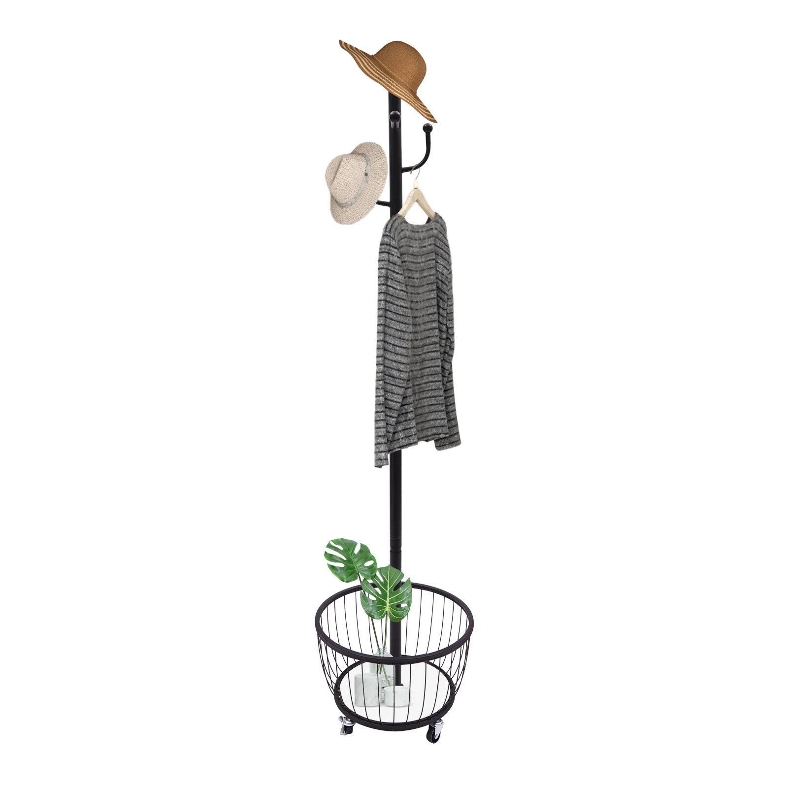 Metal Rolling Clothing Rack Adjustable Freestanding Garment Organizer with Wheels, Space-Saving Design for Home, Closet, Black