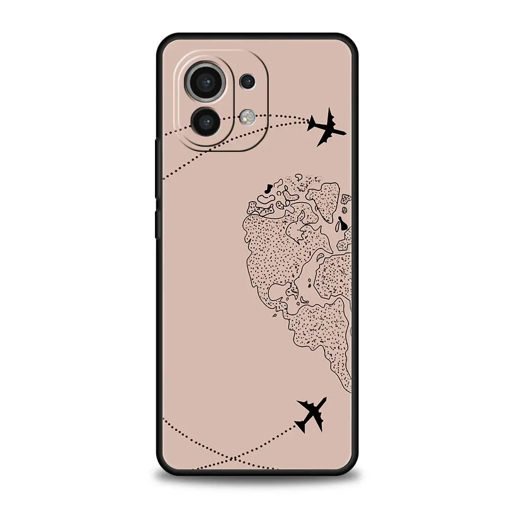 Fashion Planes World Map Travel Phone Case For Xiaomi 12T Pro 12 13 11 Ultra Mi Note 10 Lite 10T 5G 11X Pro 11T 9T Soft Cover