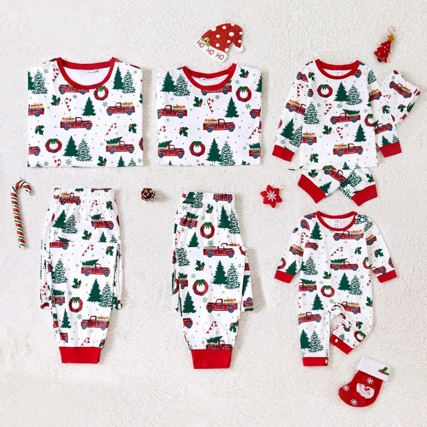 Merry Christmas Cartoon Striped Print Family Pajamas Set Mom Dad Kids Matching Clothing Sets Baby Dog Romper Xmas Look Pyjamas