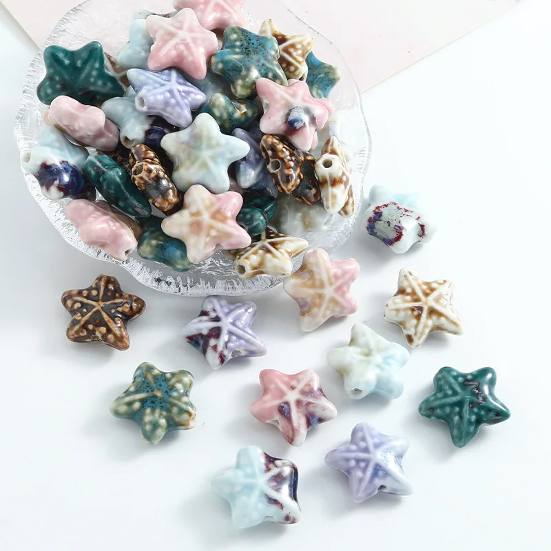 10PCS Colorful Starfish Ceramic Beads Loose Spacer Beads For Jewelry Making DIY Bracelet Necklace Accessories