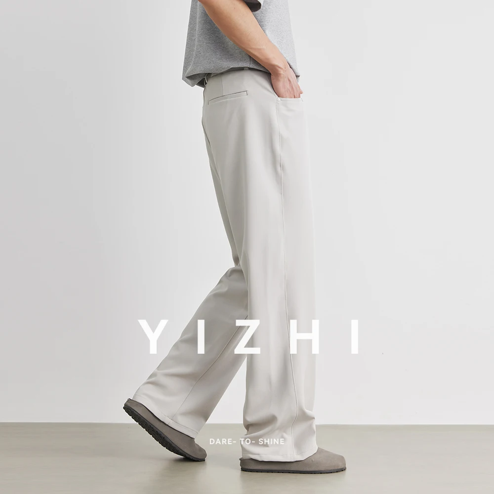 Men's Summer Straight Casual Pants 2025 New Business Trousers Work Commuter Clothing Fashion Light Solid Color Long Pants