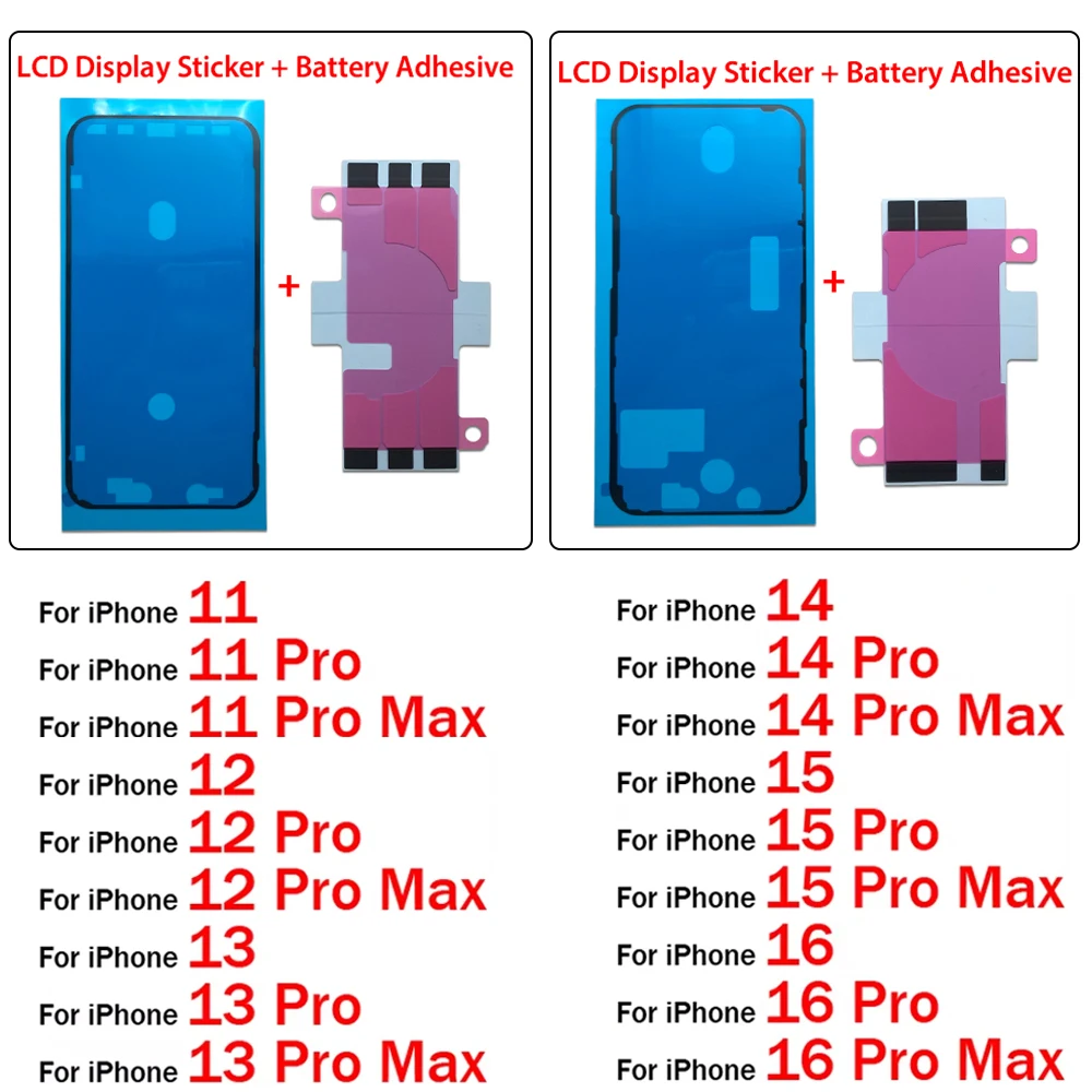 OEM wasserdichter Aufkleber, Dichtungsklebstoff, LCD-Bildschirm, Rahmenband, Kleber, Batterieaufkleber für iPhone 11, 12, 13, 14, 15, 16 Pro Max Plus Xs