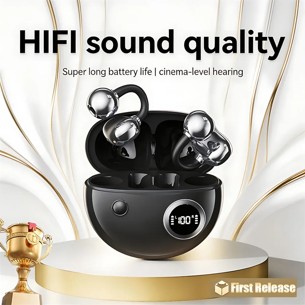 Auriculares Bluetooth Inalámbricos de Moda con Clip para Oreja, Tipo Clip, Sin Retraso, Llamadas HD, Auriculares con Micrófono para Correr