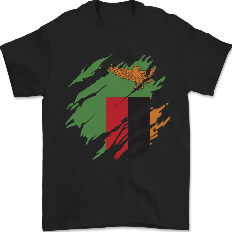 Torn Flag Zambia Zambian Mens T-Shirt 100% Cotton