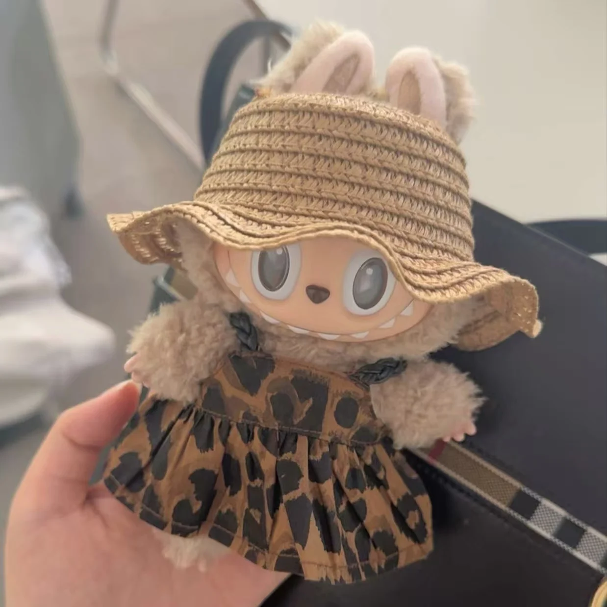 ملابس الدمية الصغيرة إكسسوارات الزي لـ 15-17 سنتيمتر Ropa Labubu و10 سنتيمتر دمية القطن ليوبارد طباعة تنورة قبعة حذاء الملابس