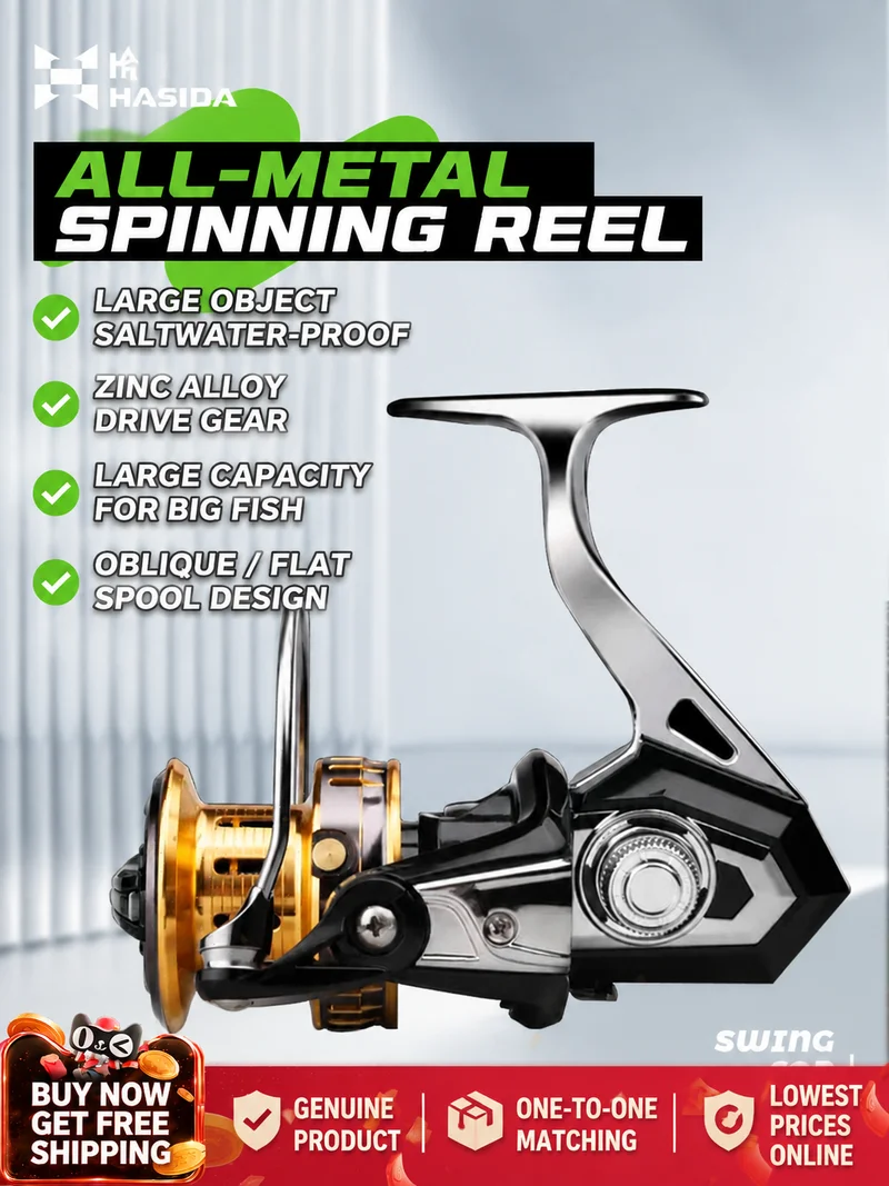 Hastas Full Metal Spinning Reel No Gap 10000 Type Saltwater Resistant Fishing Line Reel For Sea Fishing Surf Casting