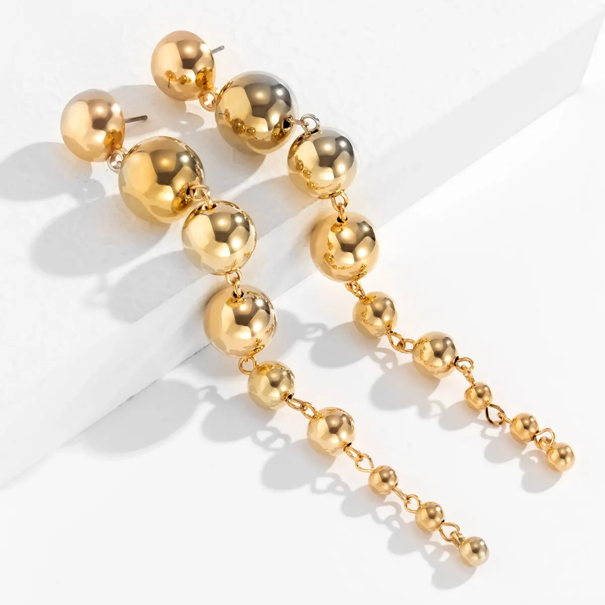 Punk Vintage Long Hanging Big Ball Pendant Drop Earrings for Women Classic Acrylic Bead Tassel Dangle Earrings Ear Jewelry Gift view 6