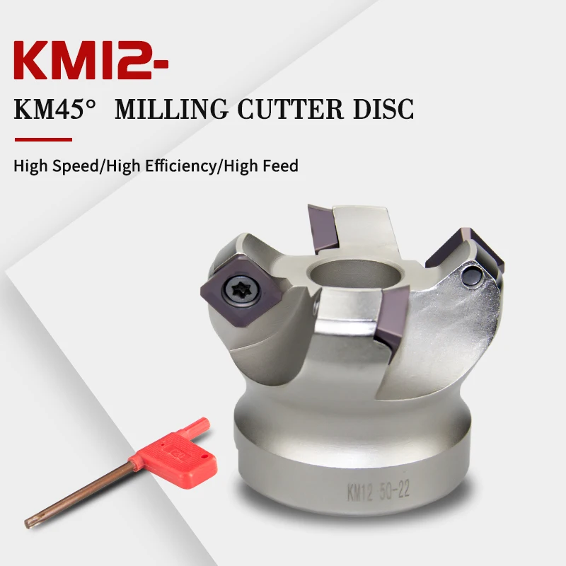 

KM12 KM12-50-22-4T for SEKT1204 Carbide Insert Clamped Fast Feeding Alloy End Mill Milling Machining Slab Face Milling Cutter